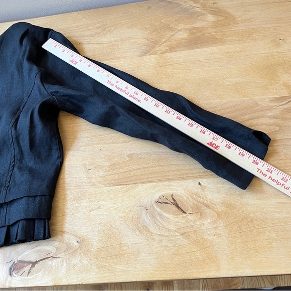 FOIL PLEAT DREAMS JACKET 6 LINEN LIGHTWEIGHT SINGLE CLASP CLOSURE RUFFLE HEM NWT - Picture 10 of 12